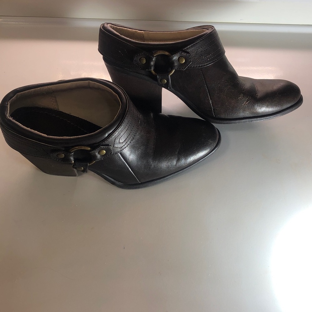 Faded Glory Dark Brown Leather Chukka Booties with Buckle - Picture 3 of 14